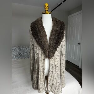 Rosanna | Vintage Hand Loomed Faux Fur Collar Cardigan